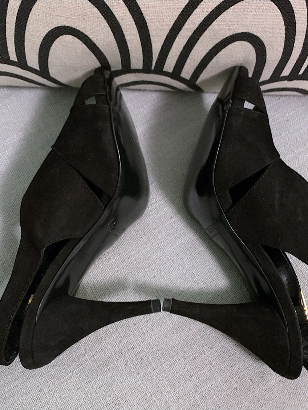 JCrew Black Suede Peep-Toe Slingback Heels